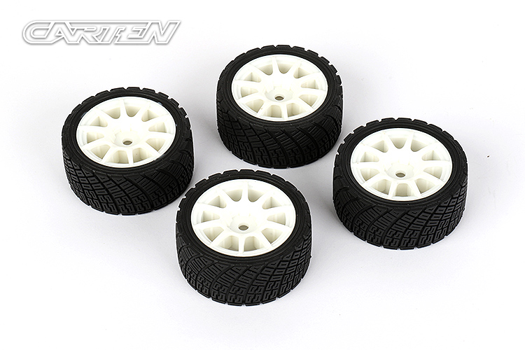 NBA330 M-Rally Tires+Wheels 10 Spoke White +1mm (4PCS)