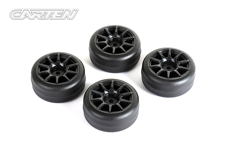 NBA329 M-Drift Tires+Wheels 10 Spoke Black +1mm (4PCS)