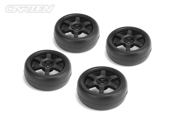 NHA489 1/10 slick Tires 6 spoke wheel-Black /ET-0mm(4PCS)